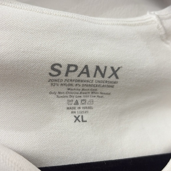 SPANX white  V-Neck Short Sleeve Top -women’s XL - zoned performance undershirt - Picture 2 of 4